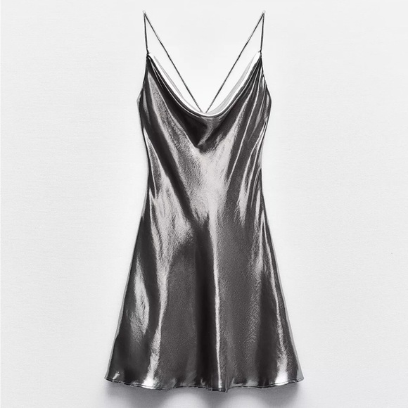Zara Foil Slip dress Sz Large - Picture 3 of 3